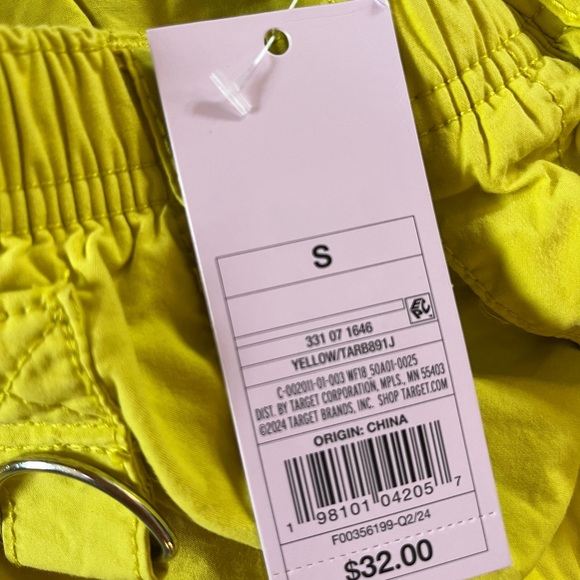 Women’s BRIGHT LEMON YELLOW Cargo TRACK PANTS  by Wild Fable; SIZE SMALL; NWT - Picture 3 of 5